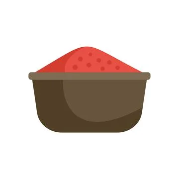 Brown ceramic bowl full of red chilli pepper powder Stock Illustration