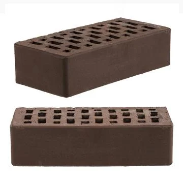Brown ceramic brick is isolated on a white background. Stock Photos