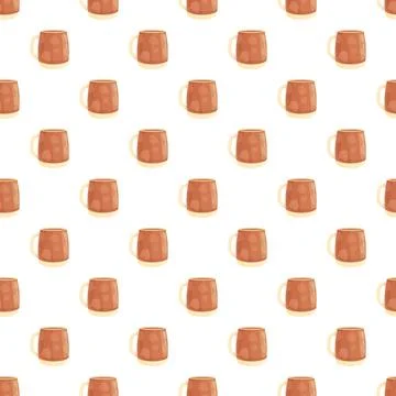 Brown ceramic mugs forming a seamless pattern Stock Illustration