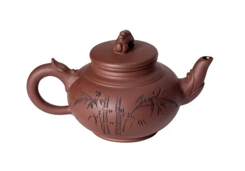 Brown ceramic teapot Stock Photos