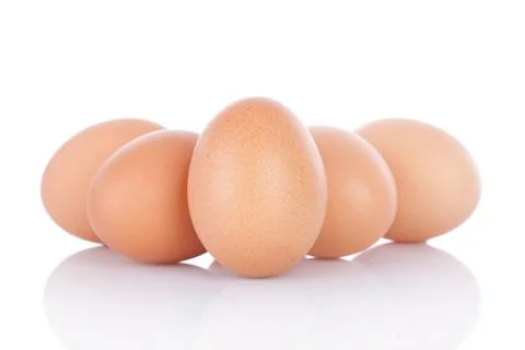 Brown chicken eggs isolated on white background Stock Photos