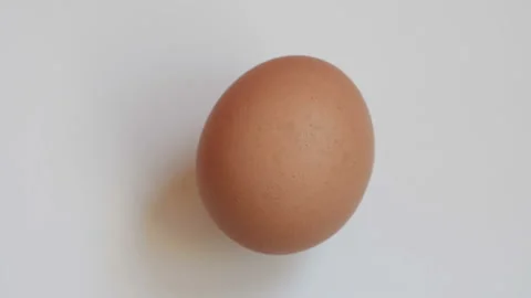 Brown chiken egg rotation on white. Stock Footage 157863053