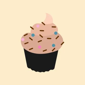 Brown Chocolate Cupcake Vector Illustration Graphic Stock Illustration