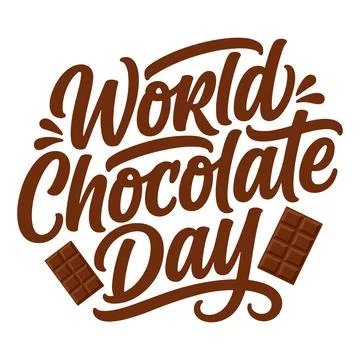 Brown Chocolate Day Text with Chocolate Bar Stock Illustration