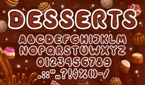 Brown chocolate font, candy type, choco typeface 스톡 일러스트