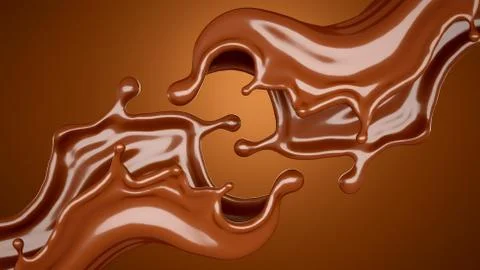 Brown chocolate splash background. 3d illustration, 3d rendering Stock Illustration