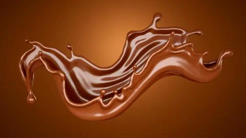 Brown chocolate splash background. 3d illustration, 3d rendering. Stock Illustration