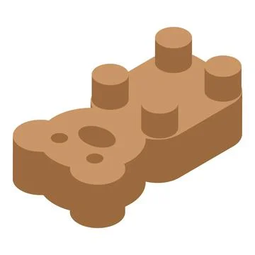Brown chocolate teddy bear lying down isolated on white background Stock Illustration