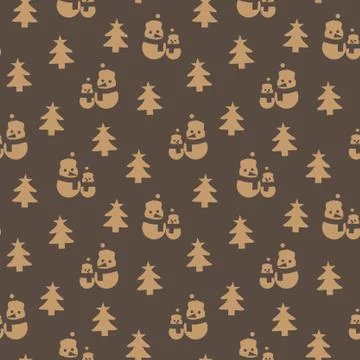 Brown Christmas Snowman seamless pattern background Stockillustratie