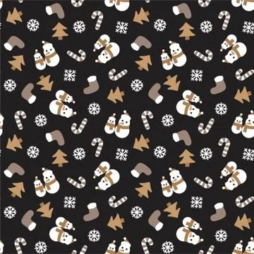 Brown Christmas Snowman seamless pattern background イラスト素材