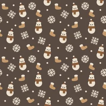 Brown Christmas Snowman seamless pattern background 스톡 일러스트