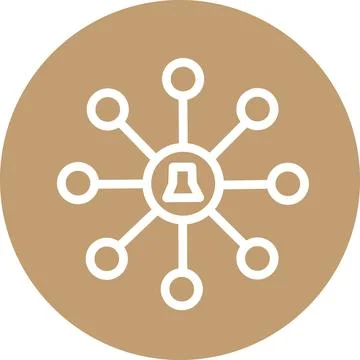 Brown Circle Network Bell Notification Icon Stock Illustration