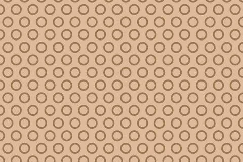 Brown circle outline seamless pattern on beige background Stockillustratie