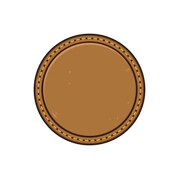 Brown circular leather blank label badge Stock Illustration