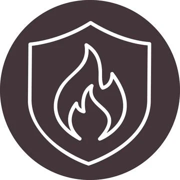 Brown circular shield fire flame icon Stock Illustration