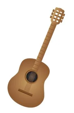 Brown classical acoustic guitar isolated vector illustration Stock Illustration