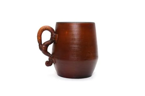 Brown clay mug Stock Photos