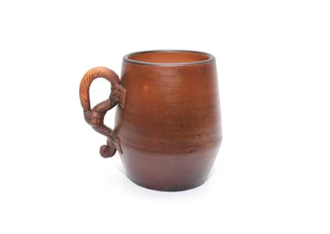 Brown clay mug Stock Photos