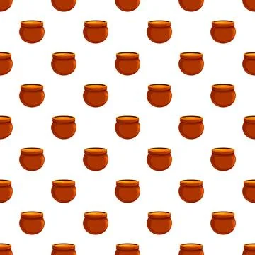 Brown clay pots seamless pattern illustration Stock Illustration