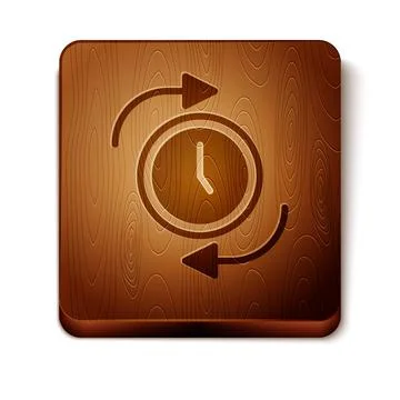 Brown Clock with arrow icon isolated on white background. Time symbol. Clockwise Stock Illustration