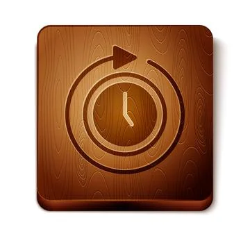 Brown Clock with arrow icon isolated on white background. Time symbol. Clockwise Stock Illustration