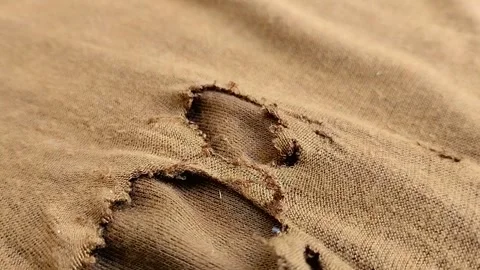 Brown cloth torn and damaged with holes. texture effect Stock Footage 314931405