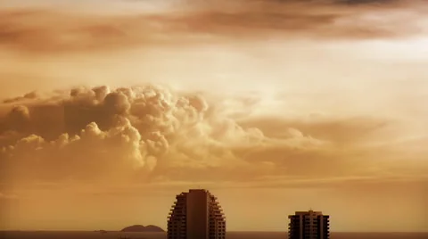 Brown clouds over the sea. Stock Footage 54692951