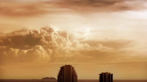Brown clouds over the sea. Stock Footage 79868720