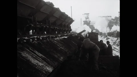 Brown Coal Loaded On Transportation Train Stock Footage 91897733