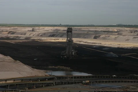 Brown coal open-cast mining at Inden, Germany. Timelapse Stock Footage 109037338