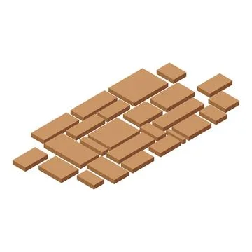Brown cobblestone road is being paved with paving stones Stock Illustration