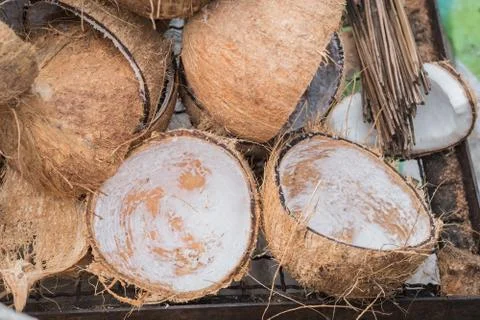 Brown coconut shell Stock Photos