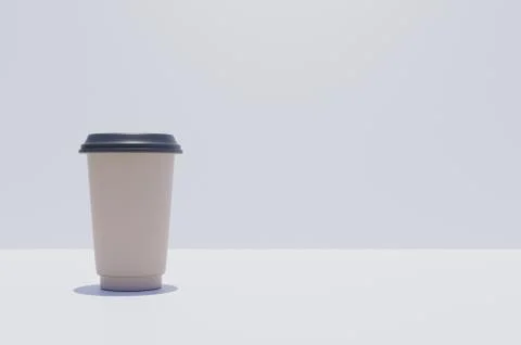 Brown coffe 2 go cup on a white tabel copy space Stock Illustration