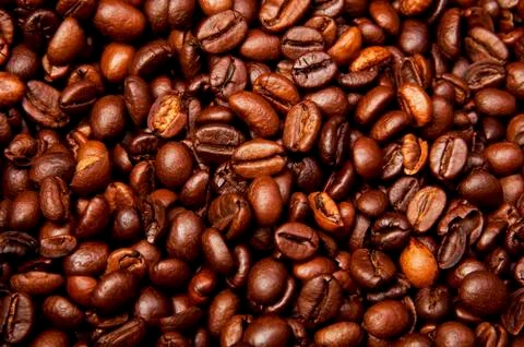 Brown coffee, background texture. roasted coffee beans Stock Photos