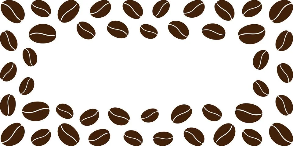 Brown Coffee beans formed Rectangular Frame border with Copy space Minimalist Stock Illustration