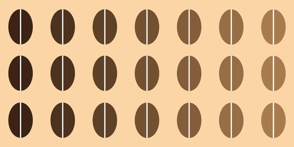 Brown Coffee Beans Pattern on Wide Scale Beige Background - Design Template.. 스톡 일러스트