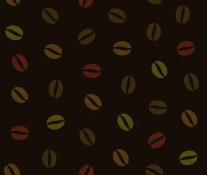 Brown Coffee Beans Seamless Dark Background. Vector イラスト素材