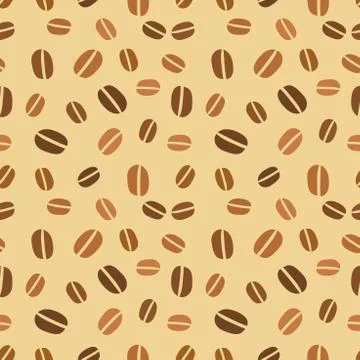 Brown coffee beans seamless pattern. Vector illustration. Stock Illustration