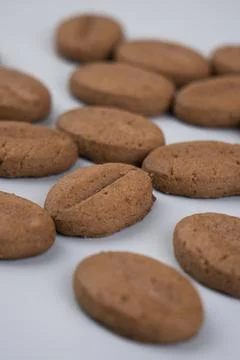 Brown coffee biscuits cookie closeup Stock Photos