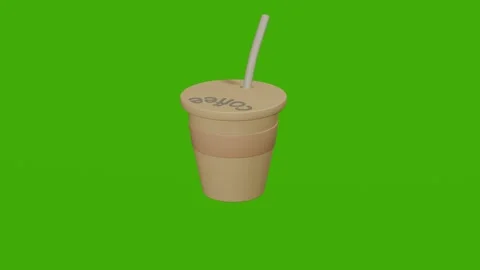 Brown coffee colored cardboard cup rotates on a green screen Stock Footage 279077141