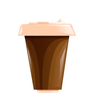 Brown coffee cup with a beige cap, hot drink. Stock Illustration