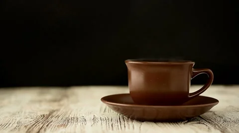 Brown Coffee Cup  or Tea. With slow Steam Stock Footage 50618822