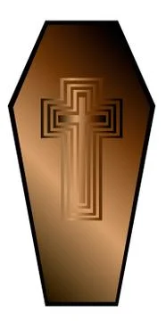 Brown coffin with cross Stock Illustration