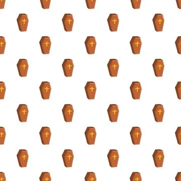 Brown coffin pattern, cartoon style Stock Illustration