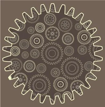 Brown Cogwheel set Stock Illustration