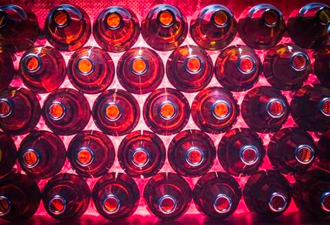 Brown color bottles background Stock Photos