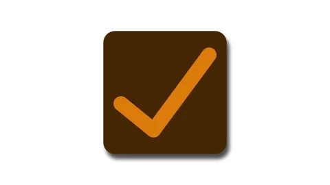 Brown color simple 3d check mark animation with square shape on white backgr Stock Footage 301616038
