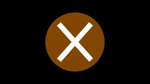 Brown color simple circle cross mark animation with black background Stock Footage 301616074