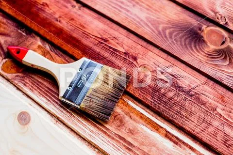 Brown color stain painting on wooden table or fence or wall, or flour, use for Stock Photos