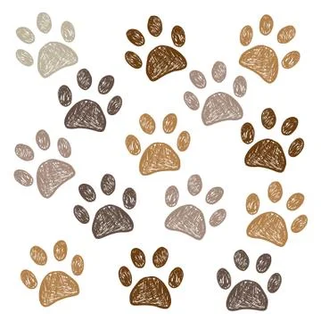 Brown colored paw print background Stock Illustration